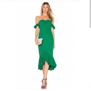 Elegant Green Off-Shoulder Dress